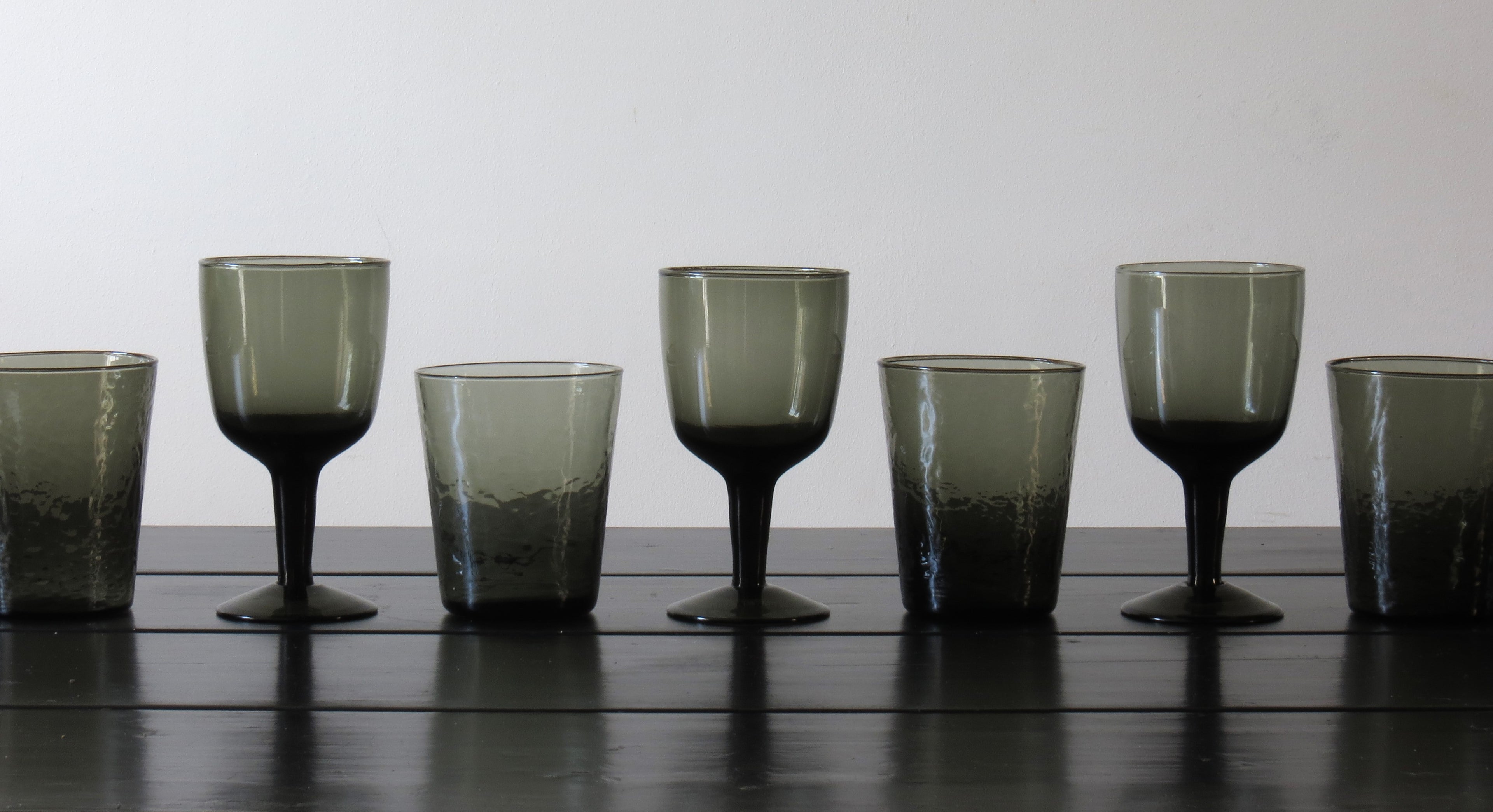 Row of Smoked glasses.